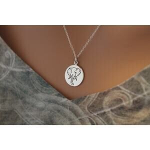 Sterling Silver Elephant Charm Necklace, Elephant Spirit Animal Charm Necklace